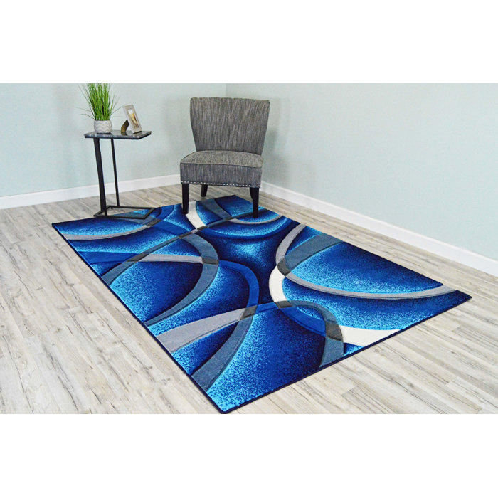 Ivy Bronx Mccampbell Abstract Ocean/Navy/Blue Area Rug & Reviews Wayfair